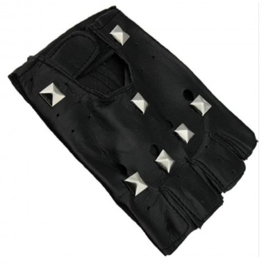Manusi fara degete, negre, piele sintetica, capse patrate